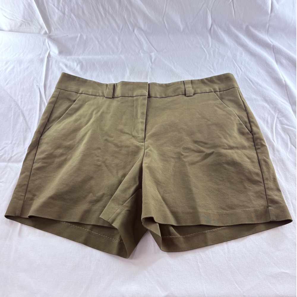 Vince Camuto Olive Green Stretch Cotton‎ Chino Shorts Womens Size 12 Mid Rise